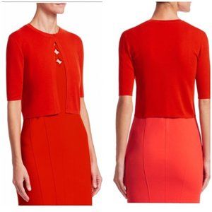 Akris Punto Rosso Forte Cropped Viscose Cardigan Orange Size 10